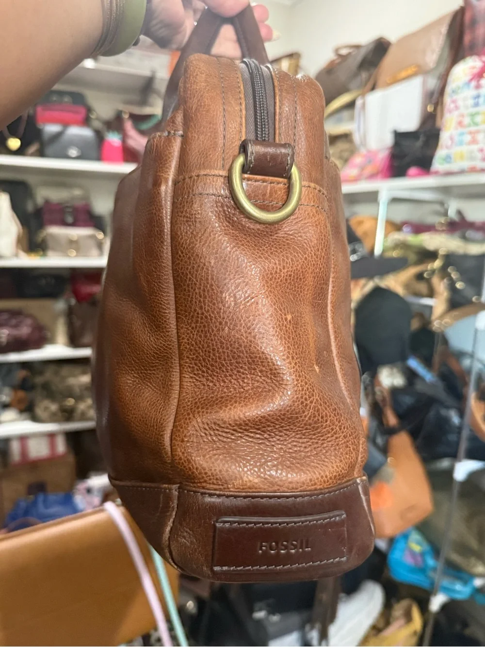 Fossil Vintage in Brown Leather-Briefcase Classic Carryall- Unisex
